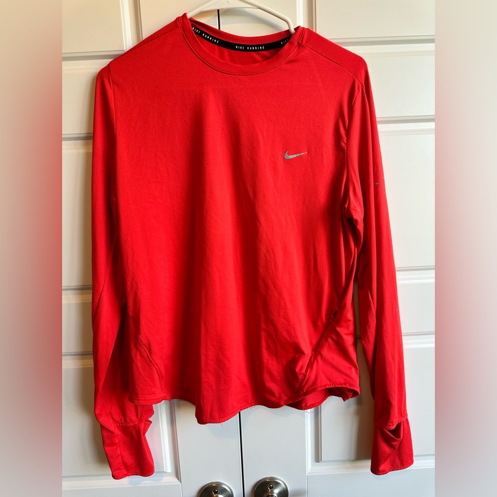 Nike Bright Red Long Sleeve Top-Large